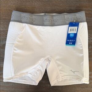 NWT Mizuno Women's Aero Vent Padded Sliding Shorts Size M White Grey Softball